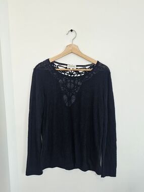 Cherokee Black Long-Sleeve Lace Front Top